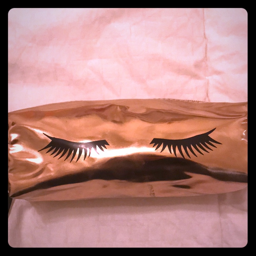 Rose gold vinyl cosmetic bag